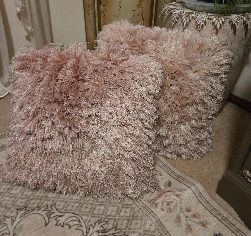 Set Of 2 Shaggy Pillows